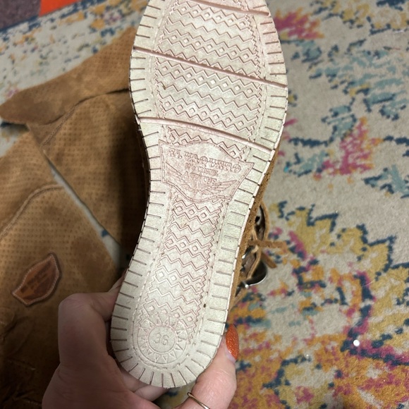 El Vaquero 80s Brown Suede Fringe  Boots size 36 Pull on Knee High - Picture 7 of 9